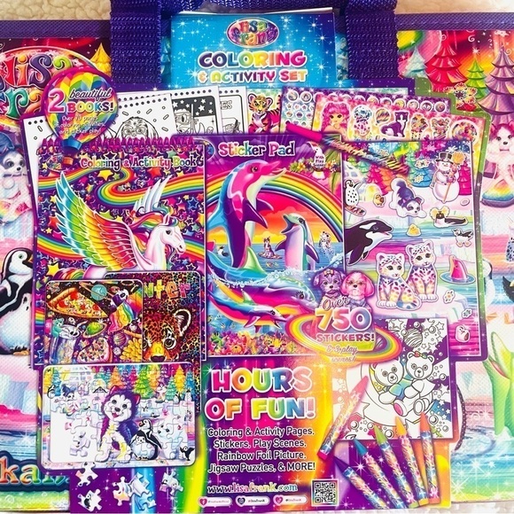 NWT Lisa Frank Coloring & Activity Set with Fold Out Storage Case + 600 Stickers - Picture 7 of 16